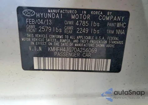 2013 Hyundai Azera Gls из США, поврежденный, VIN KMHFH4JG7DA256069